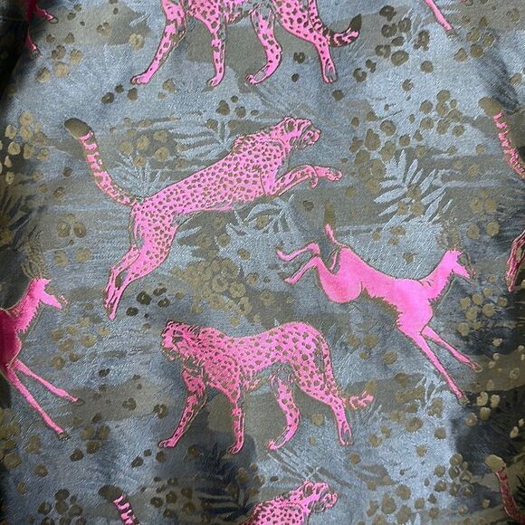 BERTIGO lan Animal Impala & Cheetah Jacquard  Bomber Jacket Navy Blue / Purple S - Picture 11 of 15